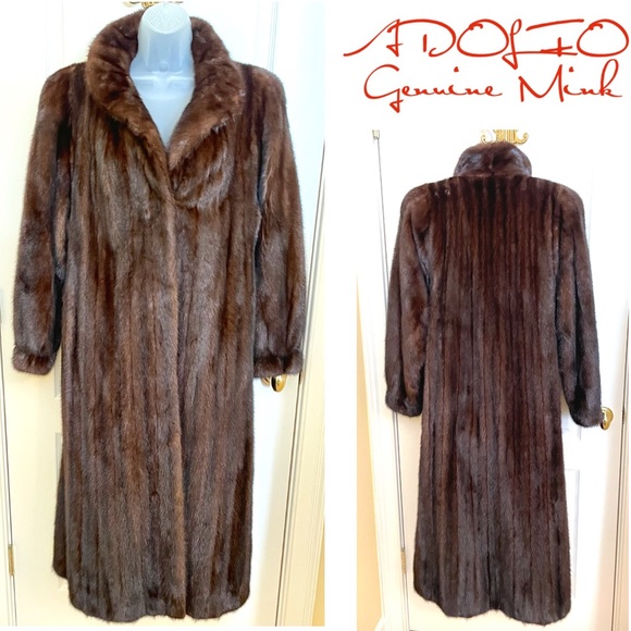 ADOLFO Genuine Real Glamour Brown Mink Coat Long w Fabulous Sheen - Picture 1 of 8